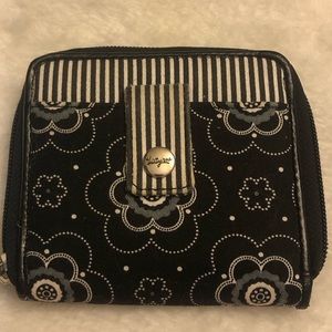 Thirty One small black and white polka dot wallet